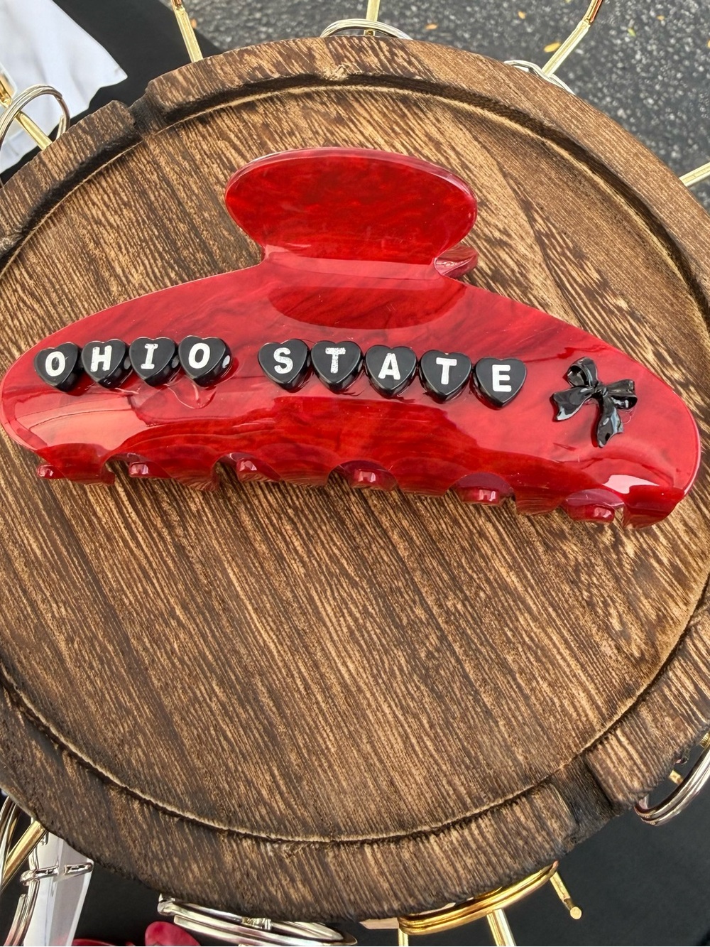 Red Ohio State Decorative Hair Claw Clip